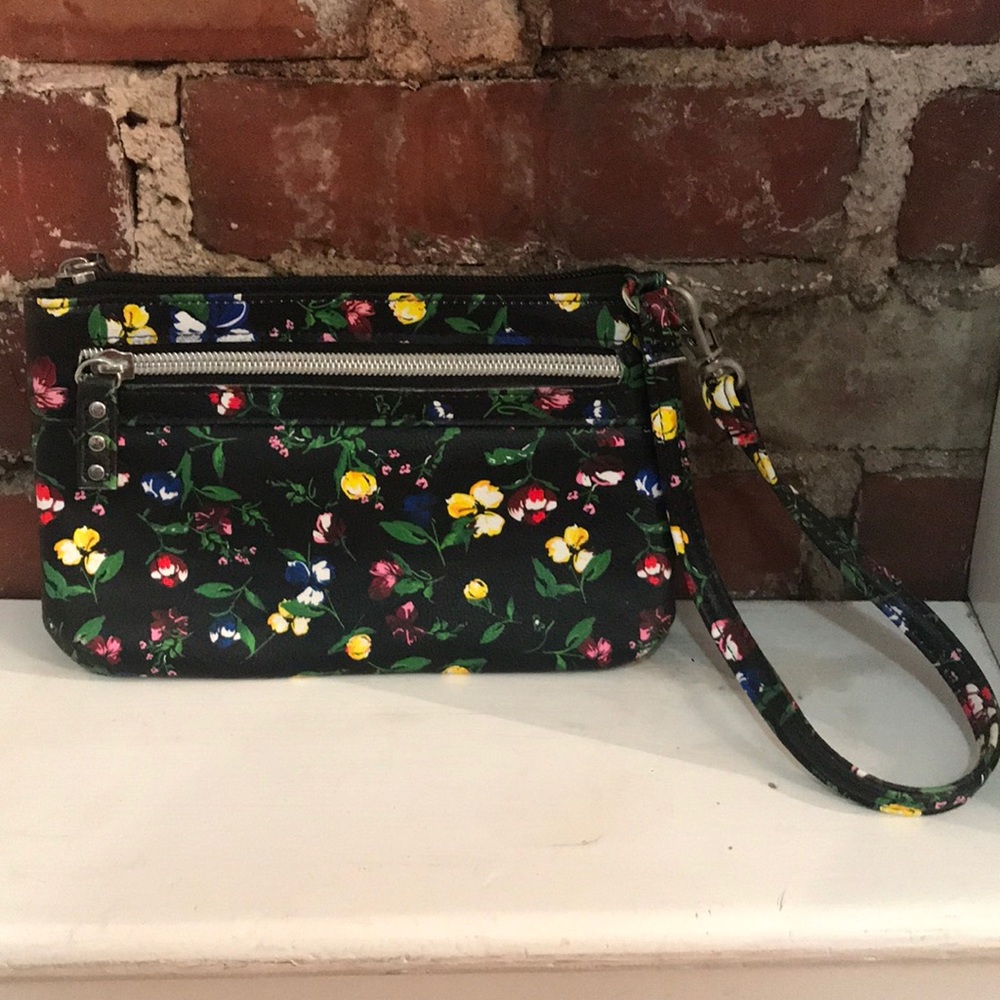 Black with flowers wristlet